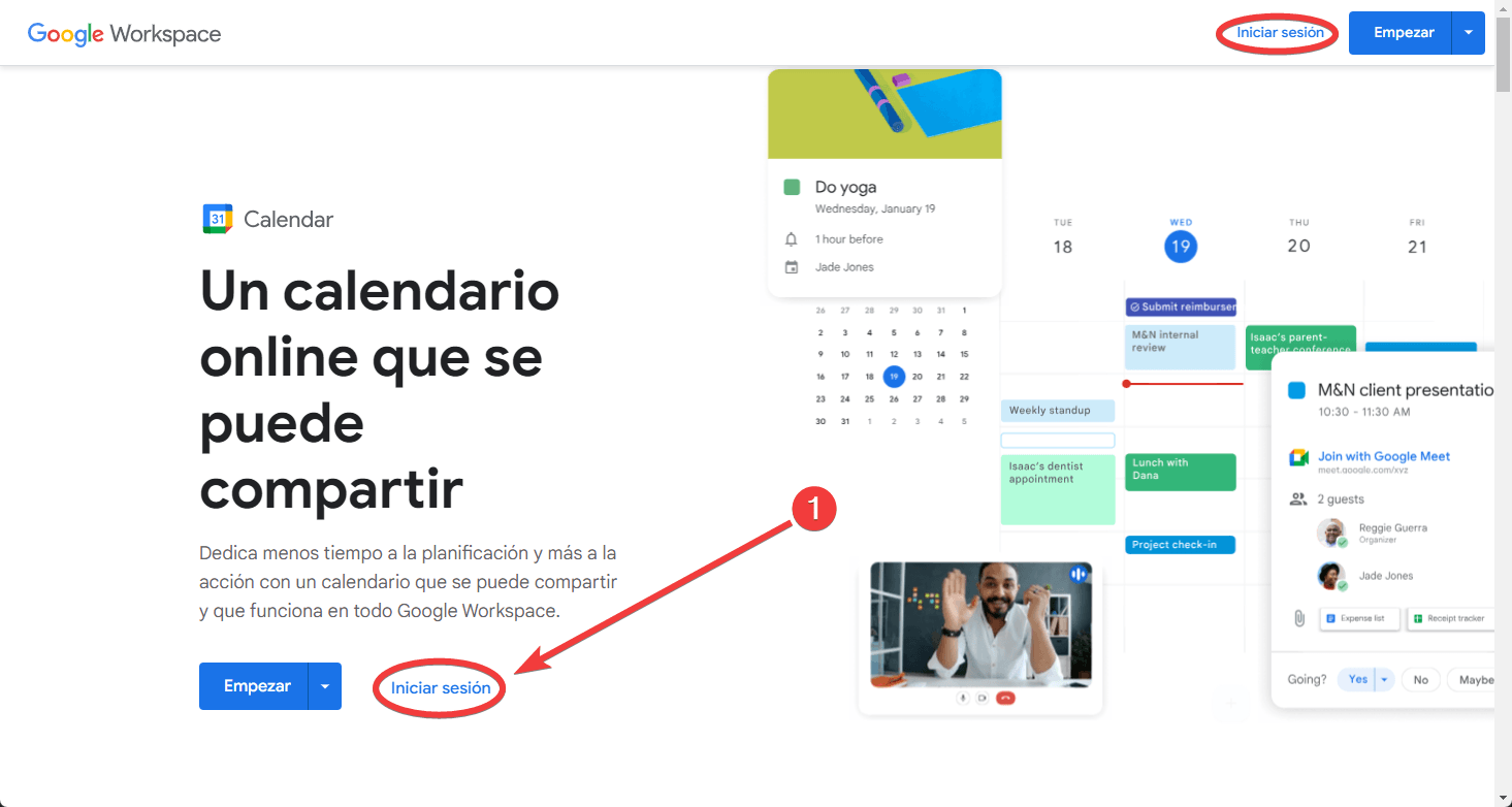 Inicia sesión o abre Google Calendar